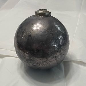 #2 Ceramic 5” ball ornament Dark silver grey heavy and unique!